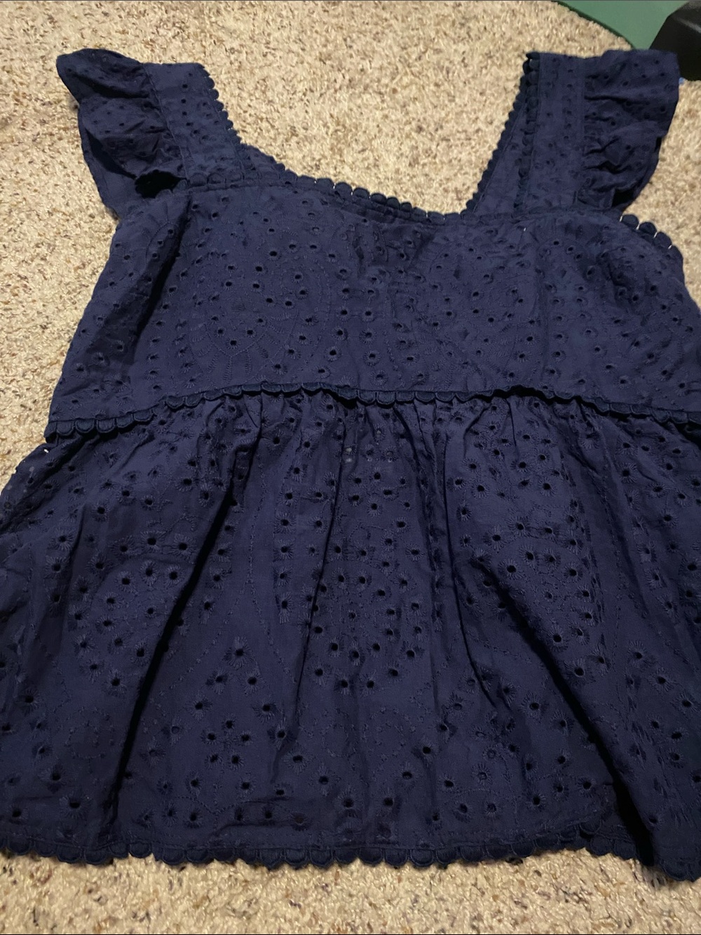 torrid Navy Eyelet Ruffle Peplum Tank